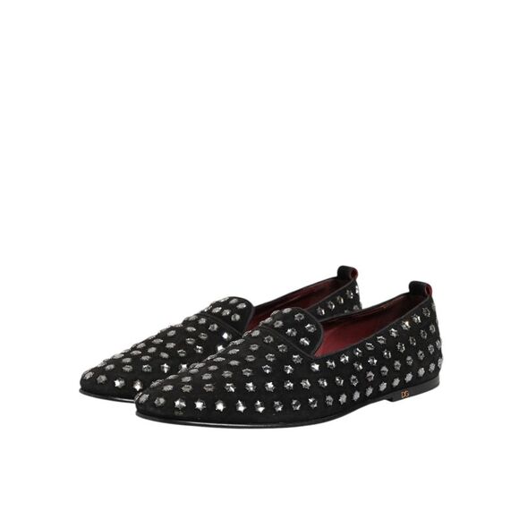 Dolce & Gabbana Black Crystal Embellished Loafers Dress Men\'s Shoes (Pre-Owned)
